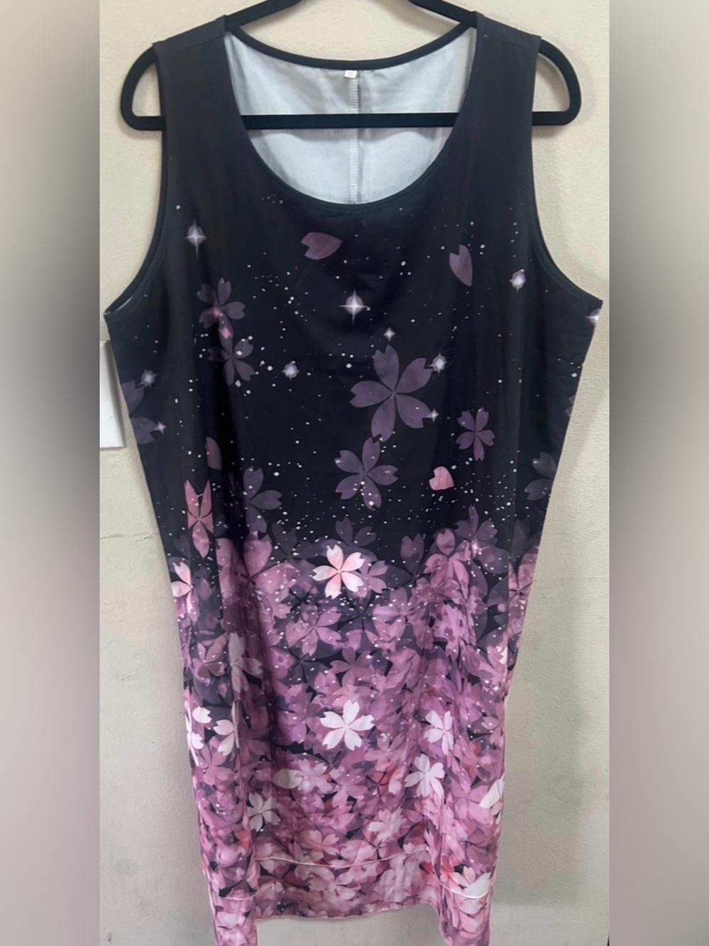 Sleeveless Black & Pink Floral Shift Dress